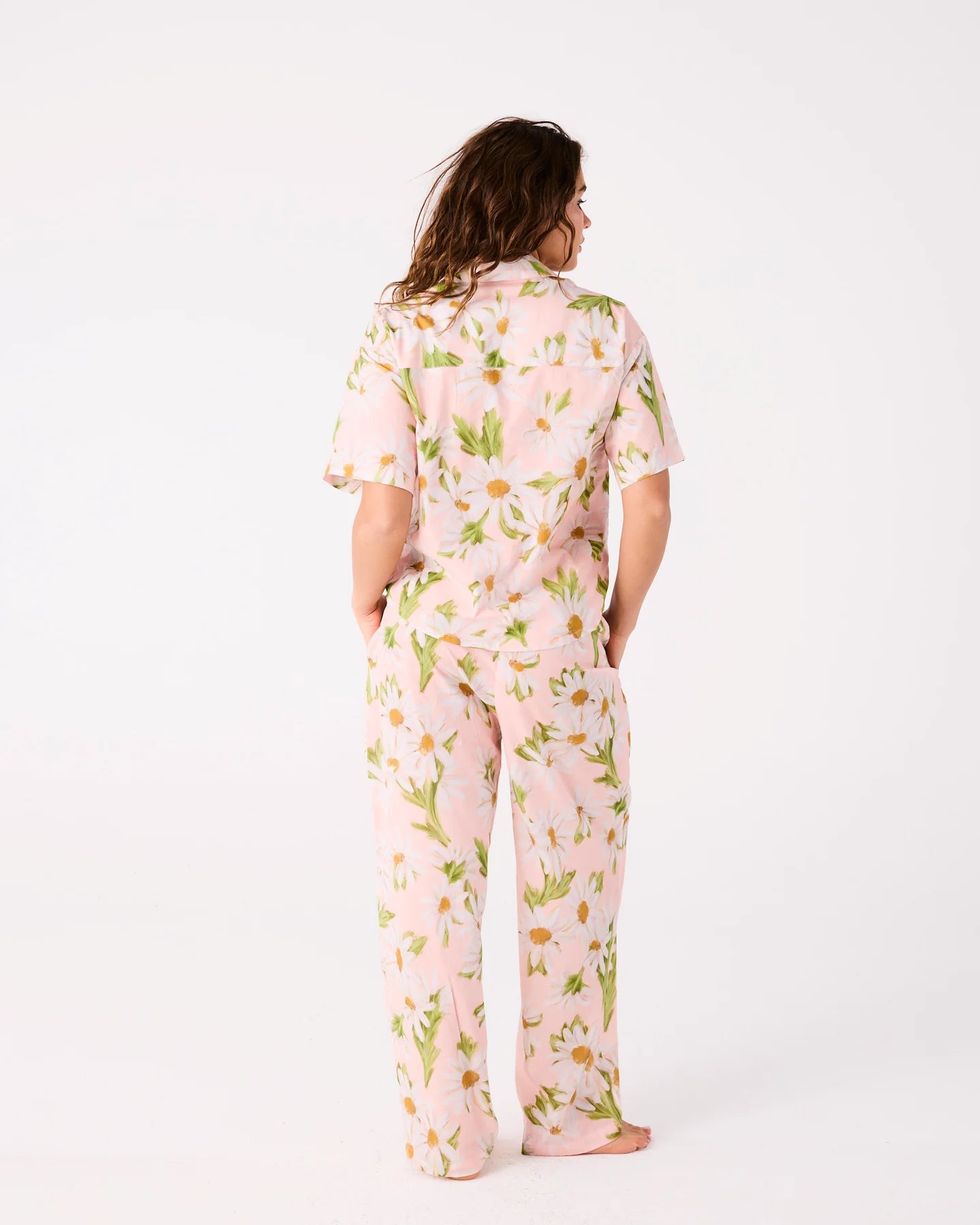 KIP & CO - ADULT ORGANIC COTTON SHORT SLEEVE SHIRT & PANT PYJAMA SET - SWEET DAISY