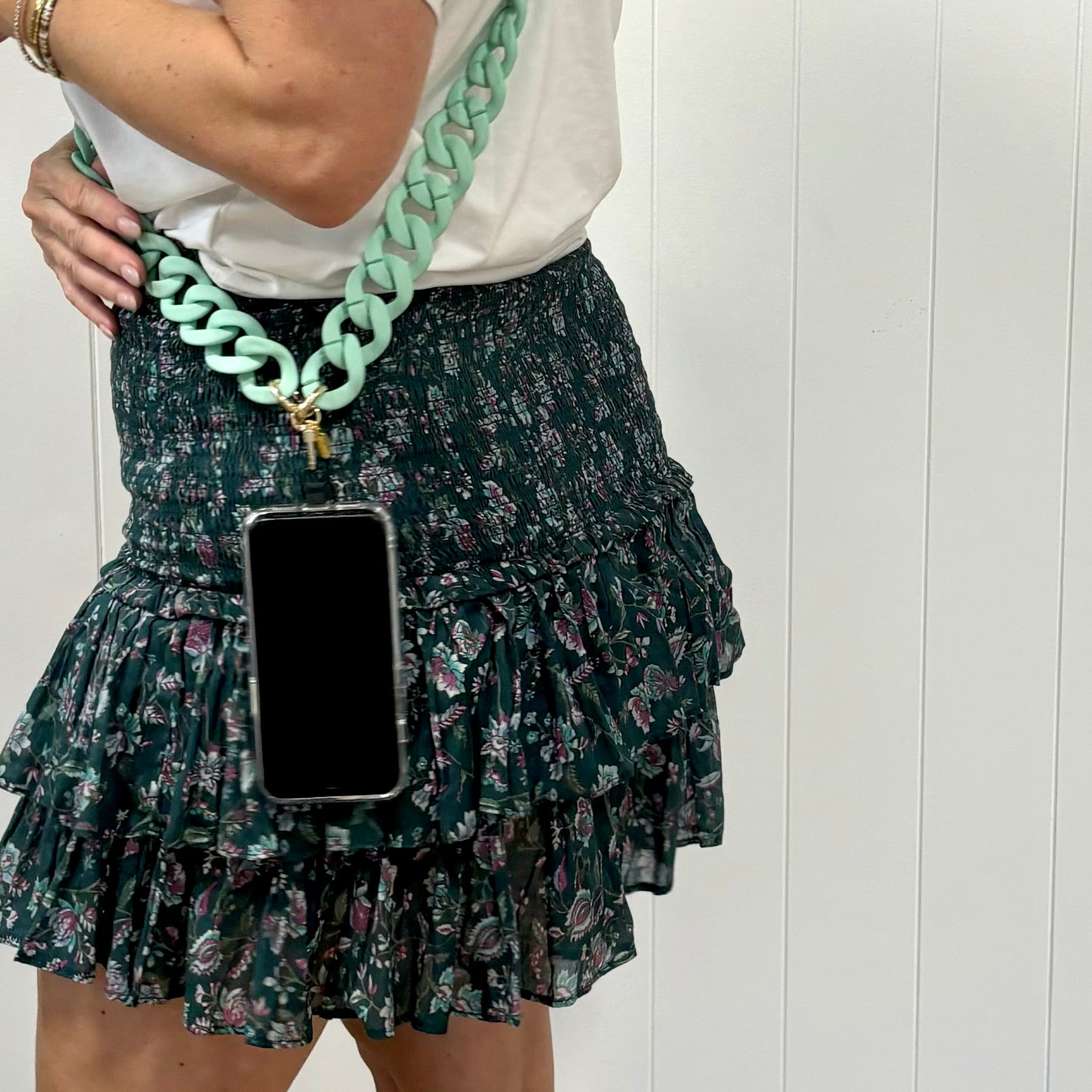 SALTY SAFARI - SANTORINI CROSS BODY PHONE STRAP - CHUNKY CHAIN MINT