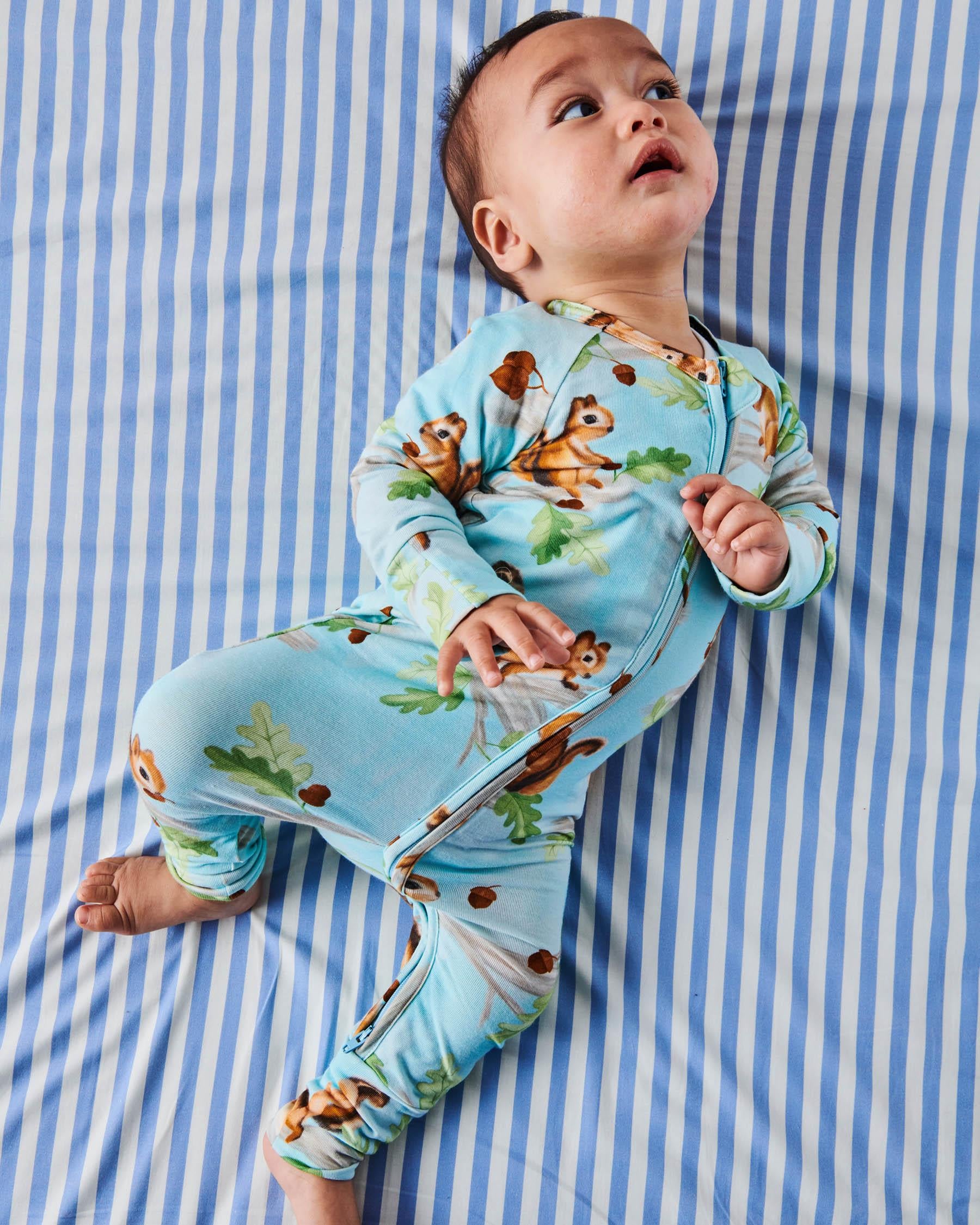 KIP & CO - ORGANIC LONG SLEEVE ZIP ROMPER - SQUIRREL SCURRY
