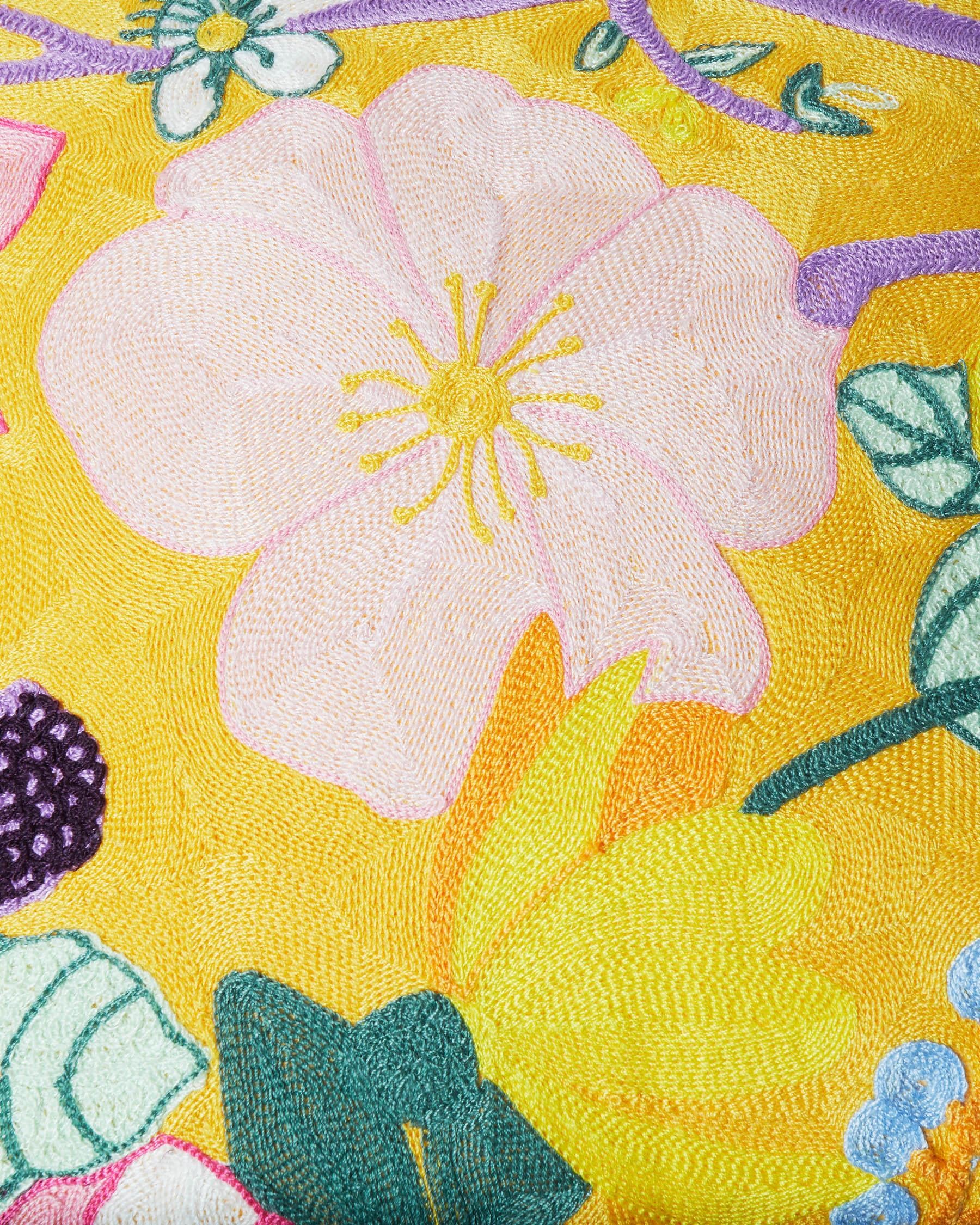 KIP & CO - EMBROIDERY CUSHION - ABUNDANCE MARIGOLD