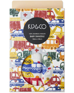 KIP & CO - BAMBOO SWADDLE - BIG WHEELS