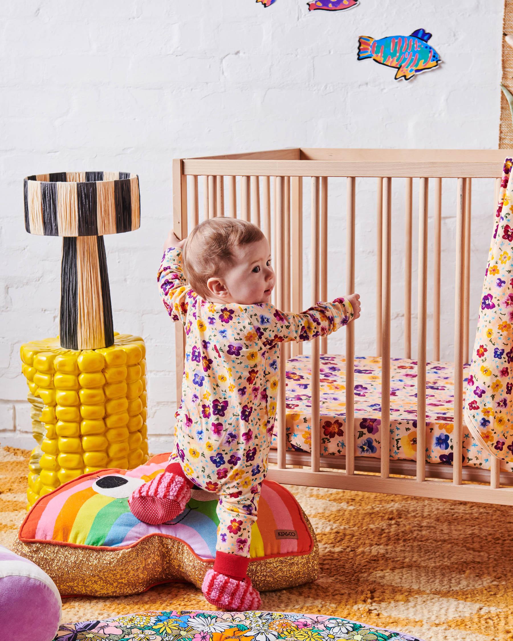 KIP & CO - ORGANIC LONG SLEEVE ZIP ROMPER - PANSY