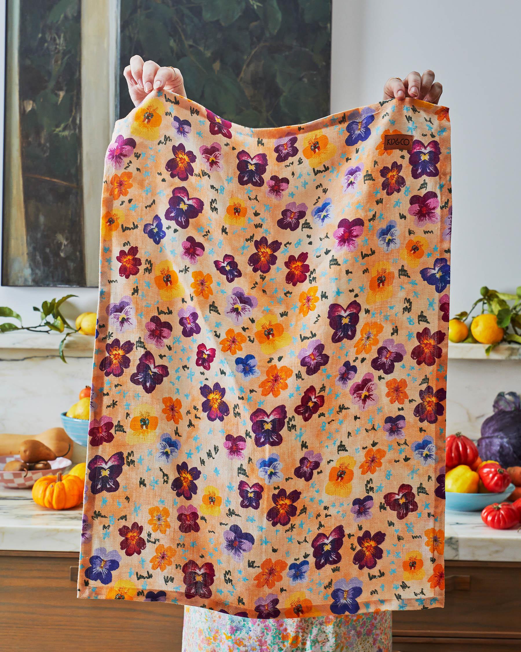 KIP & CO - LINEN TEA TOWEL - PANSY
