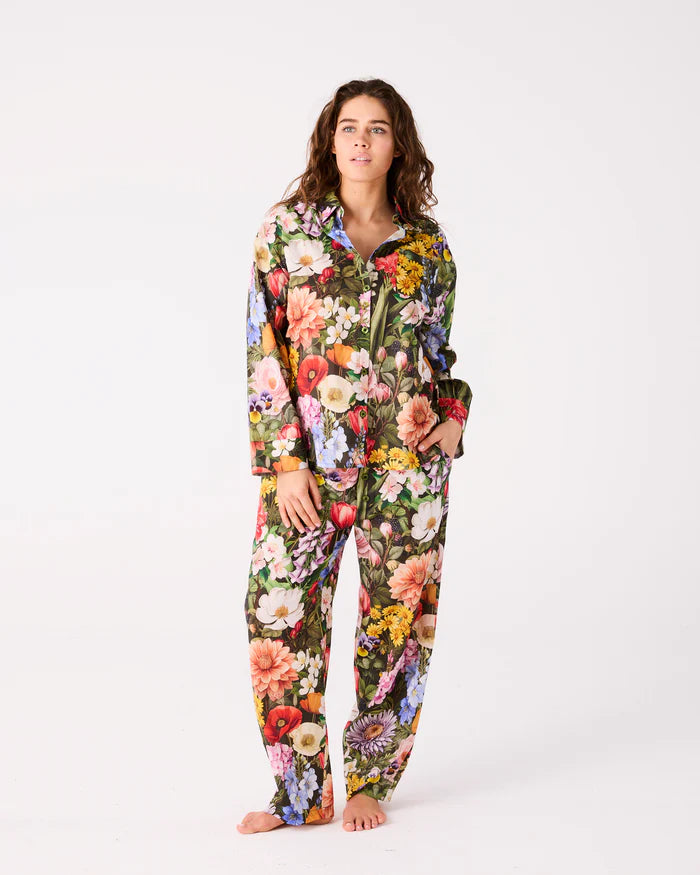 KIP & CO - COTTAGE GARDEN EDEN ADULT ORGANIC COTTON LONG SLEEVE SHIRT & PANT PYJAMA SET