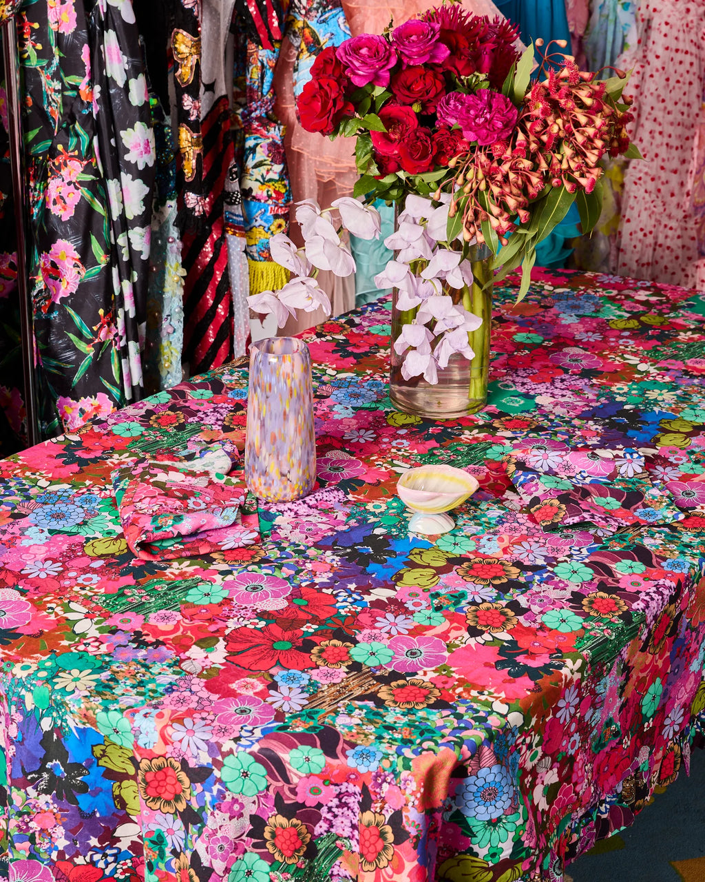 KIP & CO X ROMANCE WAS BORN - TABLECLOTH - FLOWER POWER PINK