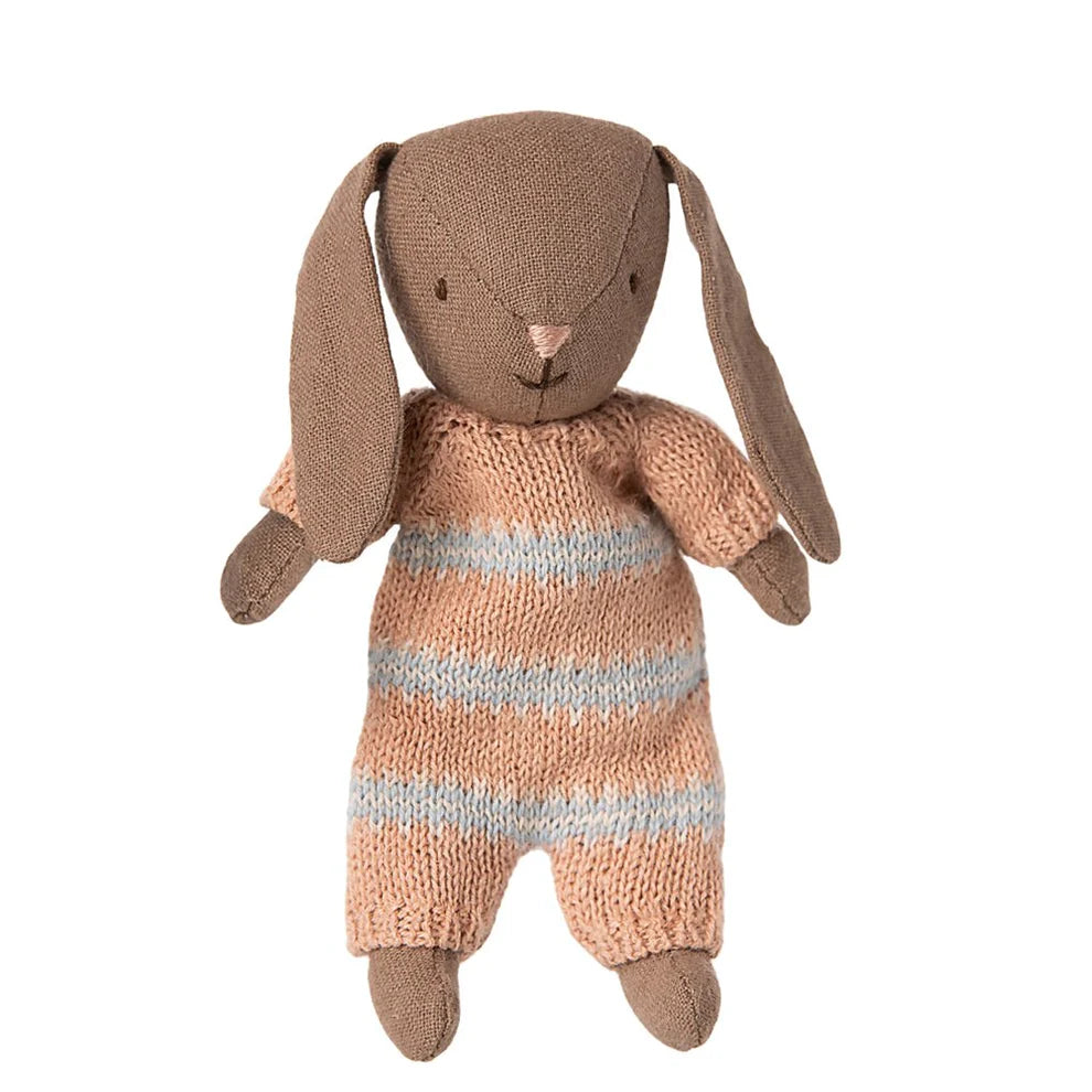MAILEG - MICRO BUNNY IN DUSTY ROSE KNITTED SUIT
