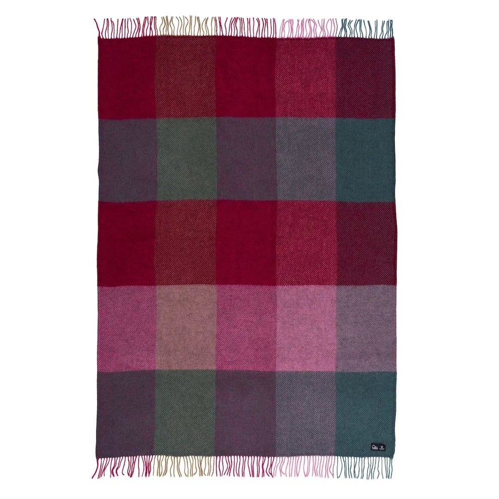 KLIPPAN - GOTLAND CHECK WOOL BLANKET - PINK