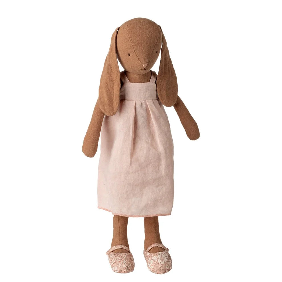 MAILEG - BUNNY SIZE 3 - CHOCOLATE BROWN DRESS AND SHOES