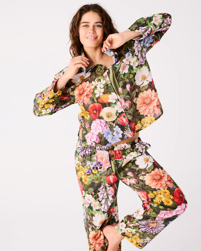 KIP & CO - COTTAGE GARDEN EDEN ADULT ORGANIC COTTON LONG SLEEVE SHIRT & PANT PYJAMA SET