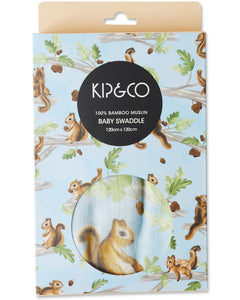 KIP & CO - BAMBOO SWADDLE - SQUIRREL SCURRY