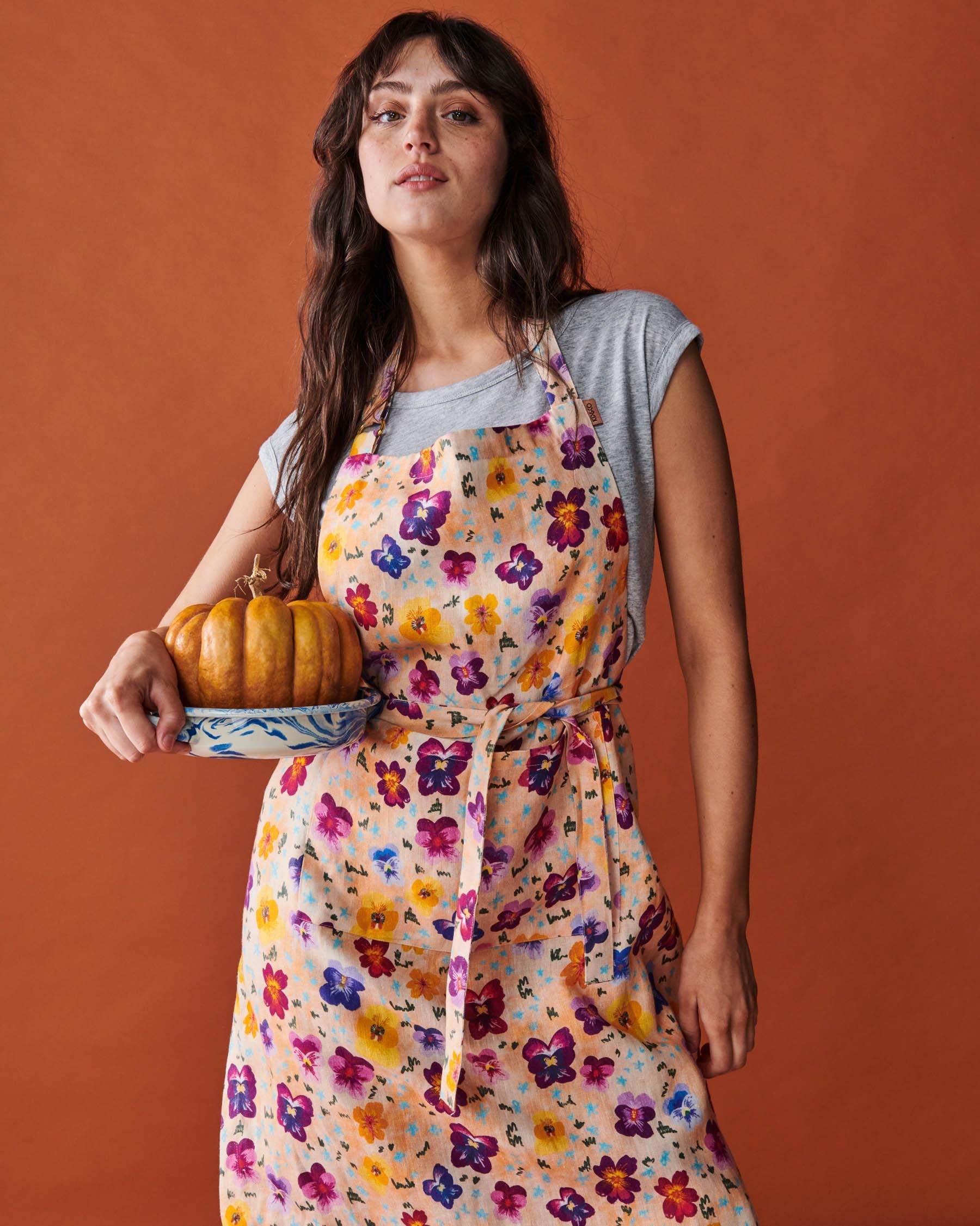 KIP & CO - LINEN APRON - PANSY