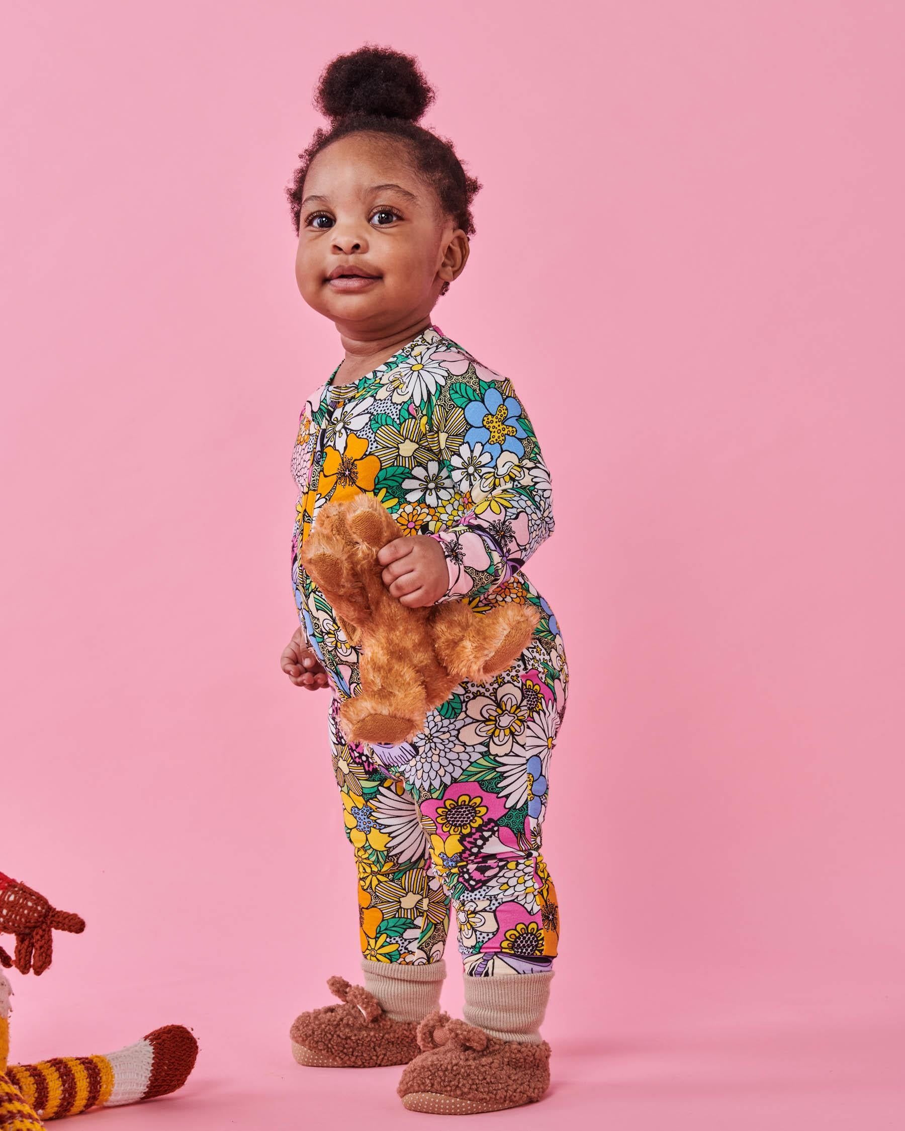 KIP & CO - ORGANIC LONG SLEEVE ZIP ROMPER - BLISS FLORAL