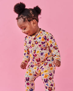 KIP & CO - ORGANIC LONG SLEEVE ZIP ROMPER - PANSY