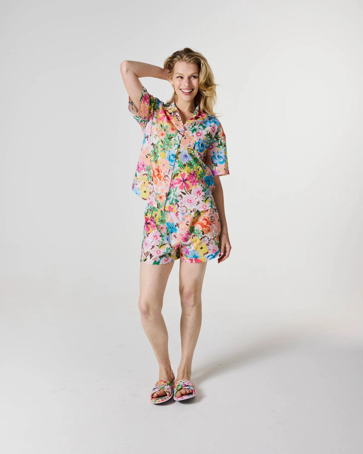 KIP & CO - ADULT ORGANIC COTTON SHORT SLEEVE SHIRT & SHORT PYJAMA SET - ALFRESCO