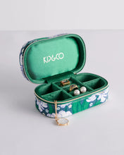 Load image into Gallery viewer, KIP &amp; CO - VELVET TRAVEL JEWELLERY BOX  - TUMBLING FLOWERS GREEN
