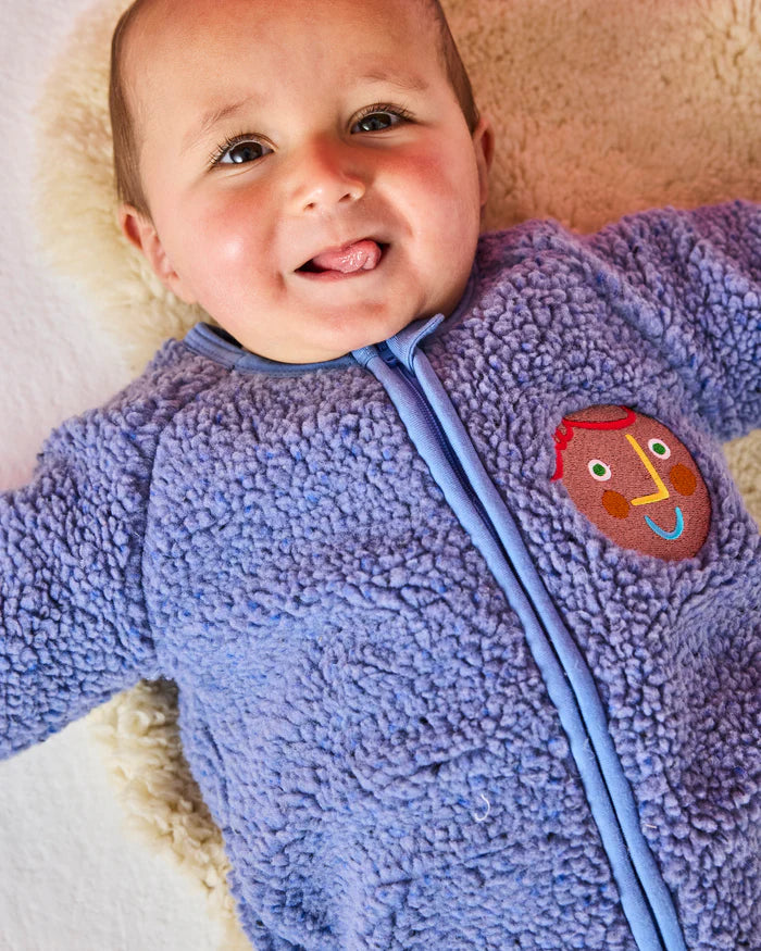 KIP & CO - SHERPA LONG SLEEVE ZIP ROMPER - BLUE SPRINKLE