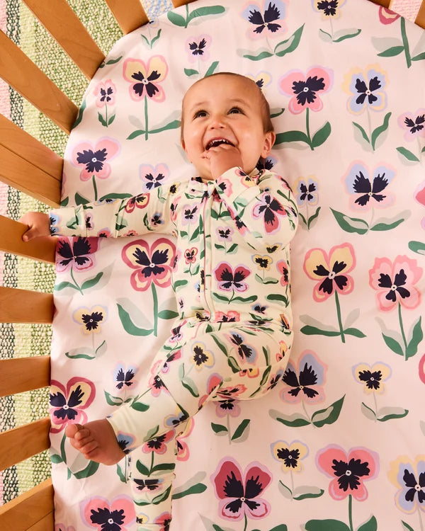 KIP & CO - ORGANIC COTTON LONG SLEEVE ZIP ROMPER - PRETTY PANSY