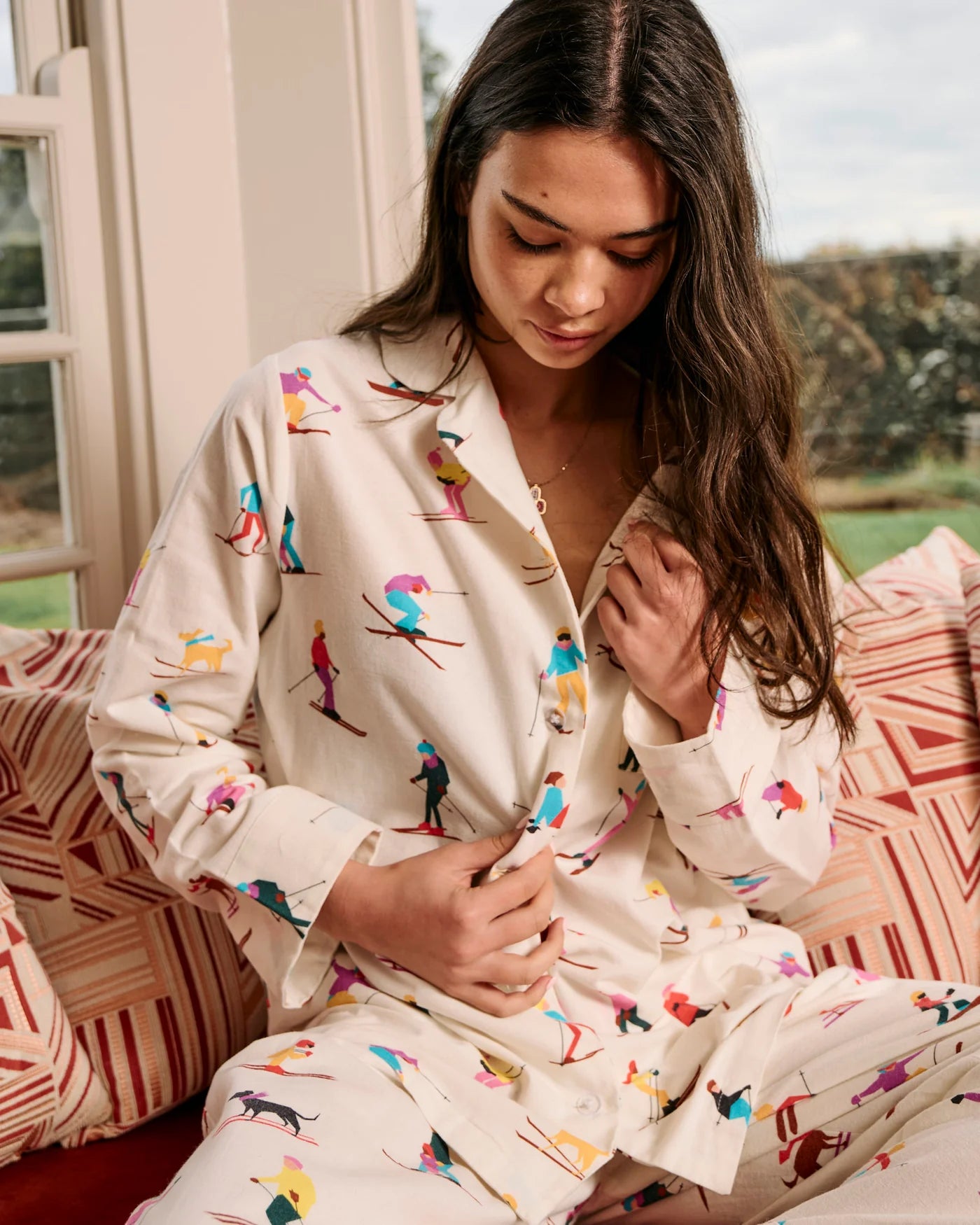 KIP & CO - SNOW BUNNIES FLANNELETTE ADULT LONG SLEEVE SHIRT & PANT PYJAMA SET