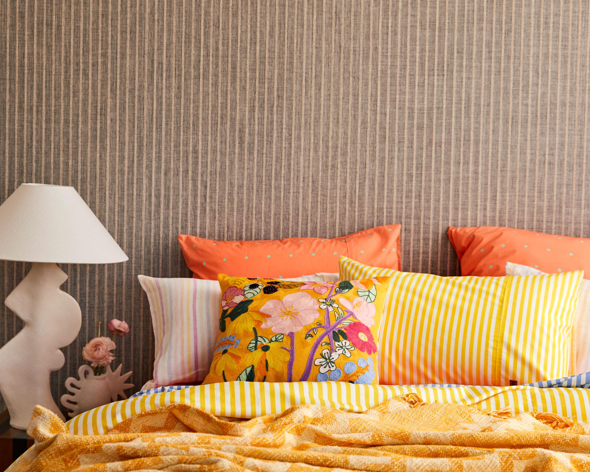 KIP & CO - EMBROIDERY CUSHION - ABUNDANCE MARIGOLD