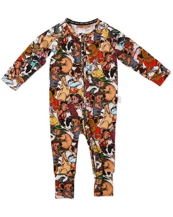 KIP & CO X BLINKY BILL - ORGANIC LONG SLEEVE ZIP ROMPER - BLINKY BILL AND FRIENDS
