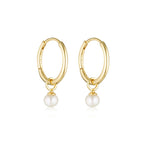 LINDA TAHIJA - PEARL CHARM HUGGIE HOOP EARRINGS - GOLD