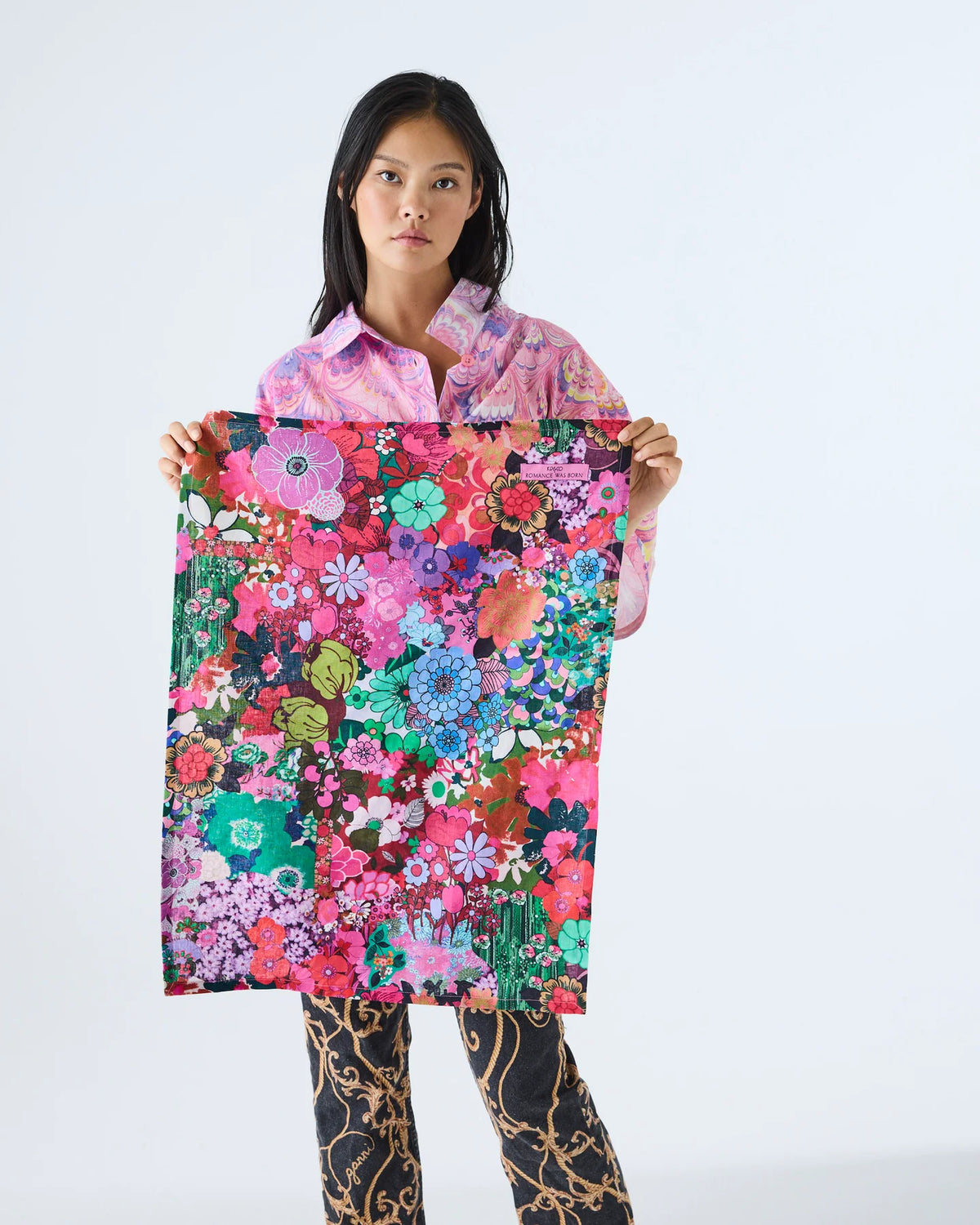 KIP & CO X ROMANCE WAS BORN - TEA TOWEL - FLOWER POWER PINK