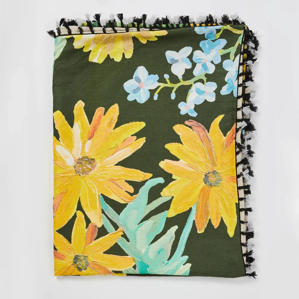 BONNIE & NEIL - SPRING PATCH THROW - DARK GREEN