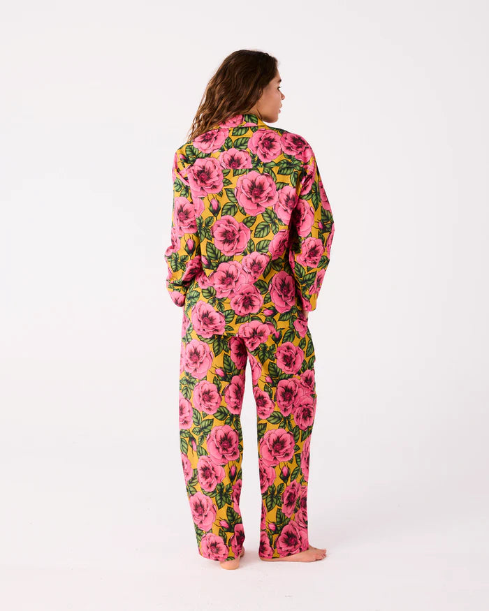 KIP & CO - GOLDEN PEONY ADULT ORGANIC COTTON LONG SLEEVE SHIRT & PANT PYJAMA SET