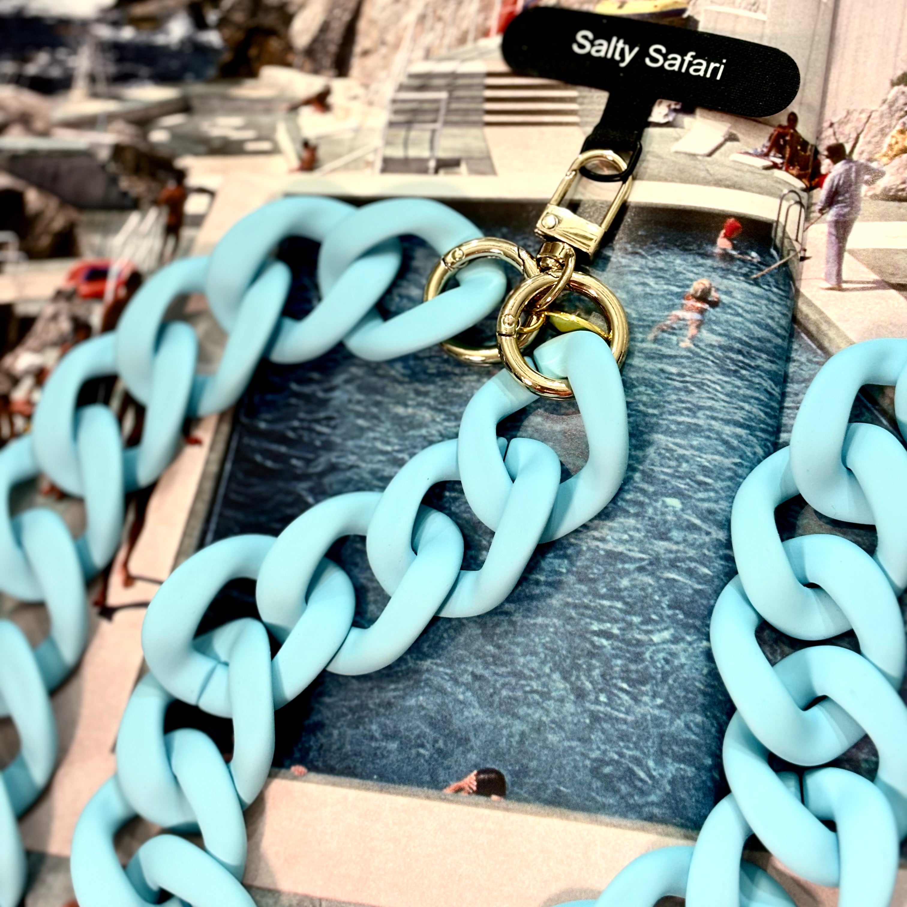 SALTY SAFARI - SANTORINI CROSS BODY PHONE STRAP - CHUNKY CHAIN TURQUOISE