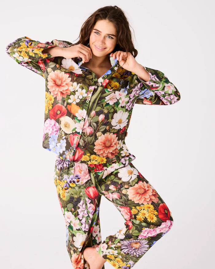 KIP & CO - COTTAGE GARDEN EDEN ADULT ORGANIC COTTON LONG SLEEVE SHIRT & PANT PYJAMA SET