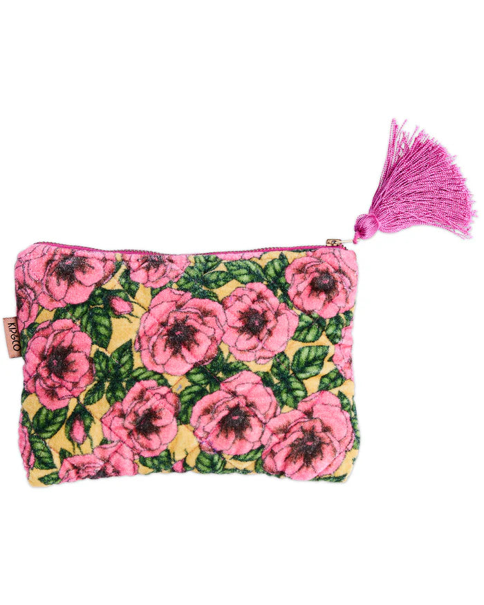 KIP & CO - VELVET COSMETIC PURSE - GOLDEN PEONY