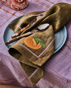KIP & CO - EMBROIDERED LINEN 4P NAPKIN SET - AUTUMN FRUITS