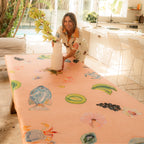 WANDERING FOLK - ANNIE EVERINGHAM TABLECLOTH - PASTEL SEA