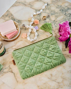 KIP & CO - VELVET COSMETICS PURSE - PESTO