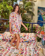 KIP & CO X ROMANCE WAS BORN - ADULT ORGANIC COTTON SHORT SLEEVE SHIRT & SHORT PYJAMA SET - DREAM BLOOM