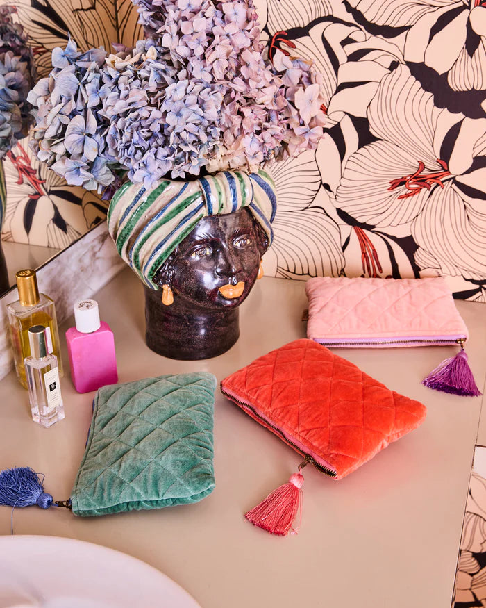 KIP & CO - VELVET COSMETIC PURSE - SEABED