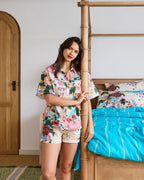 KIP & CO - ADULT ORGANIC COTTON SHORT SLEEVE SHIRT & SHORT PYJAMA SET - BELLE FLORAL