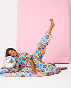 KIP & CO - ADULT ORGANIC COTTON SHORT SLEEVE SHIRT & PANT PYJAMA SET - ZODIAC