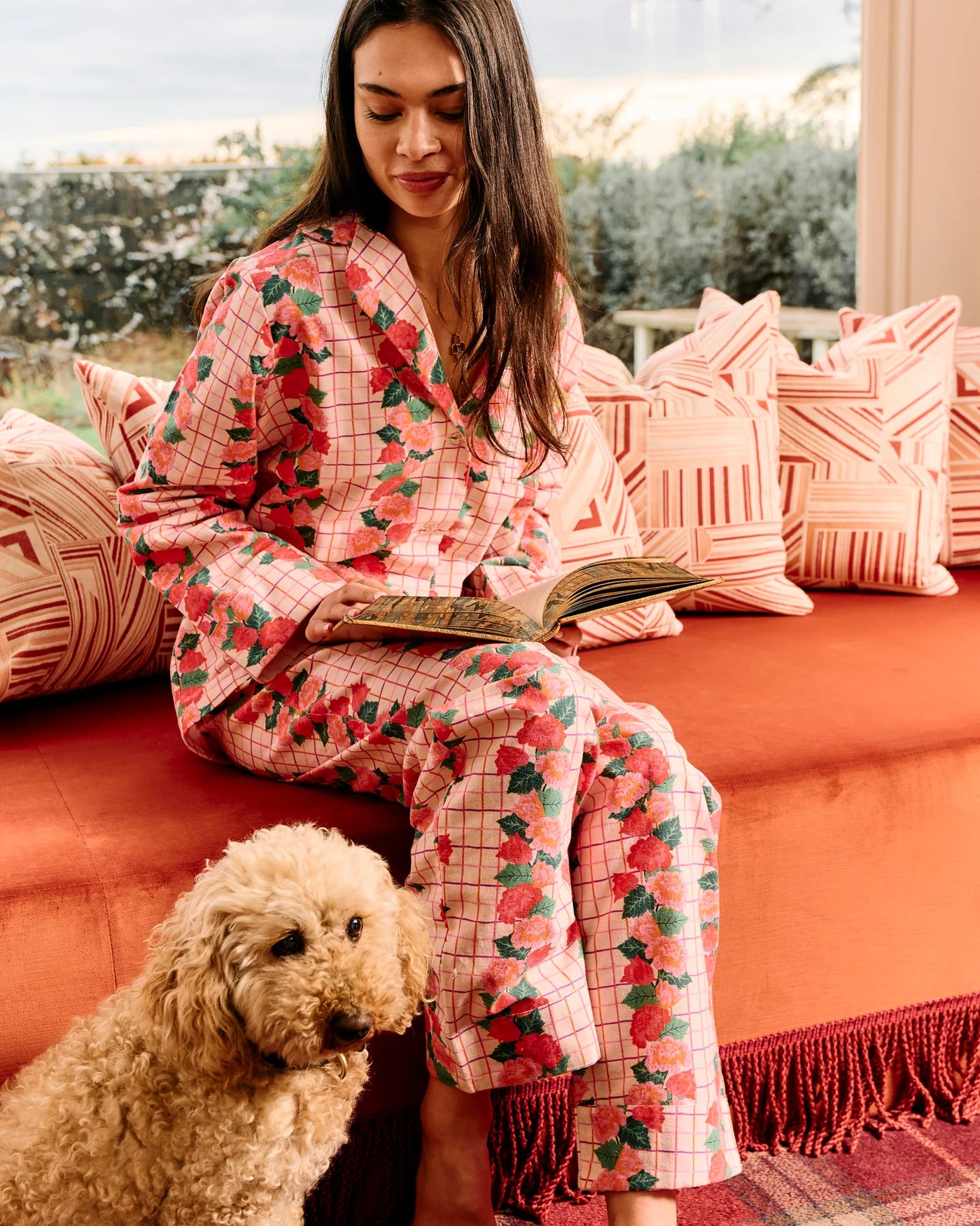 KIP & CO - ROSE LINK FLANNELETTE ADULT LONG SLEEVE SHIRT & PANT PYJAMA SET