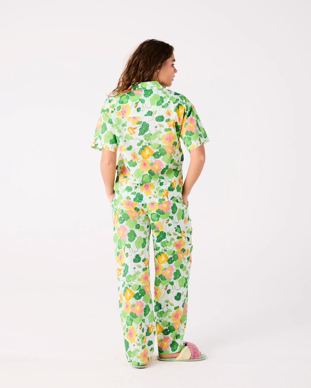 KIP & CO - ADULT ORGANIC COTTON SHORT SLEEVE SHIRT & PANT PYJAMA SET - NASTURTIUM