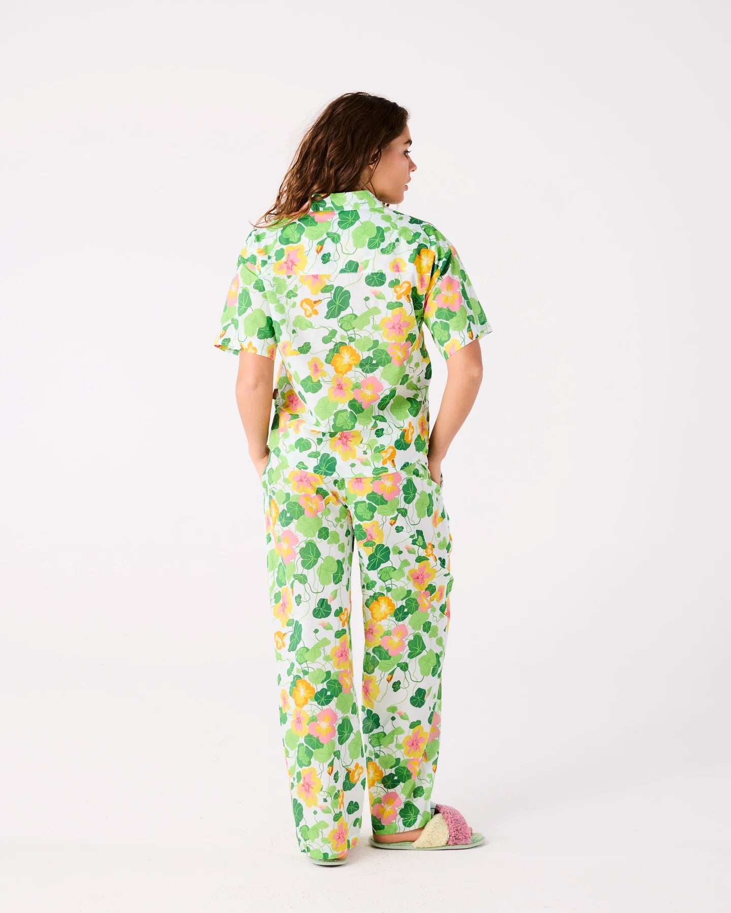 KIP & CO - ADULT ORGANIC COTTON SHORT SLEEVE SHIRT & PANT PYJAMA SET - NASTURTIUM