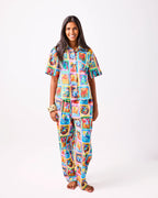 KIP & CO - ADULT ORGANIC COTTON SHORT SLEEVE SHIRT & PANT PYJAMA SET - ZODIAC