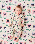 KIP & CO - ORGANIC COTTON LONG SLEEVE ZIP ROMPER - PRETTY PANSY