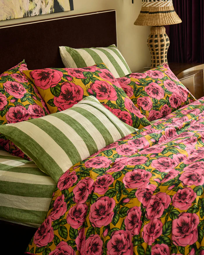 KIP & CO - GOLDEN PEONY EMBROIDERED CUSHION