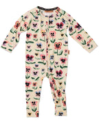 KIP & CO - ORGANIC COTTON LONG SLEEVE ZIP ROMPER - PRETTY PANSY