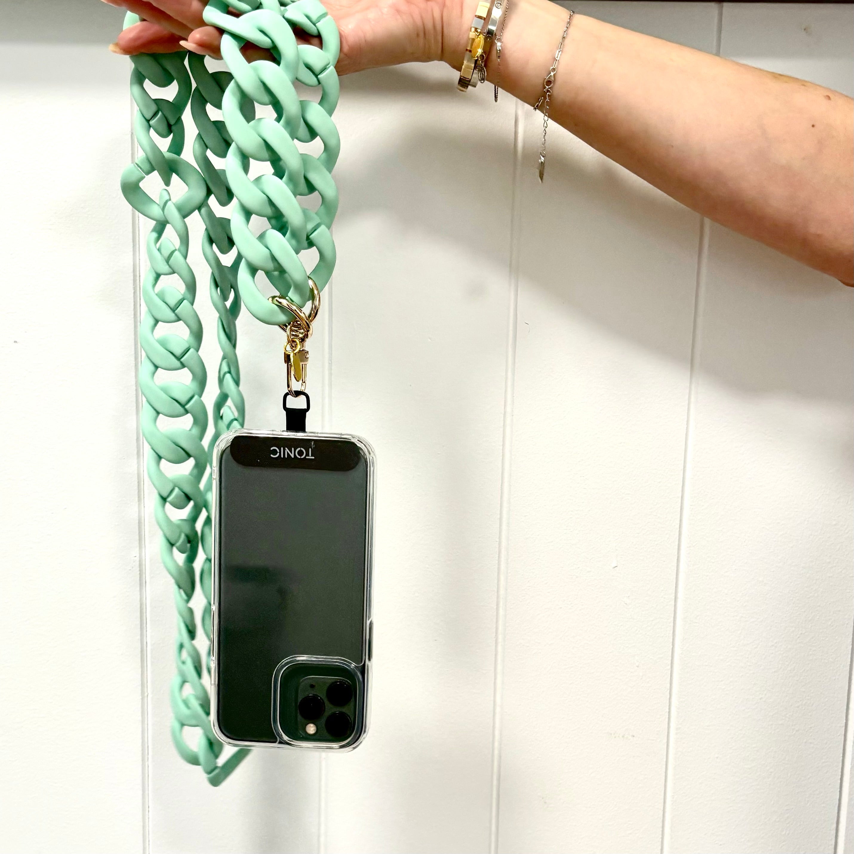 SALTY SAFARI - SANTORINI CROSS BODY PHONE STRAP - CHUNKY CHAIN MINT