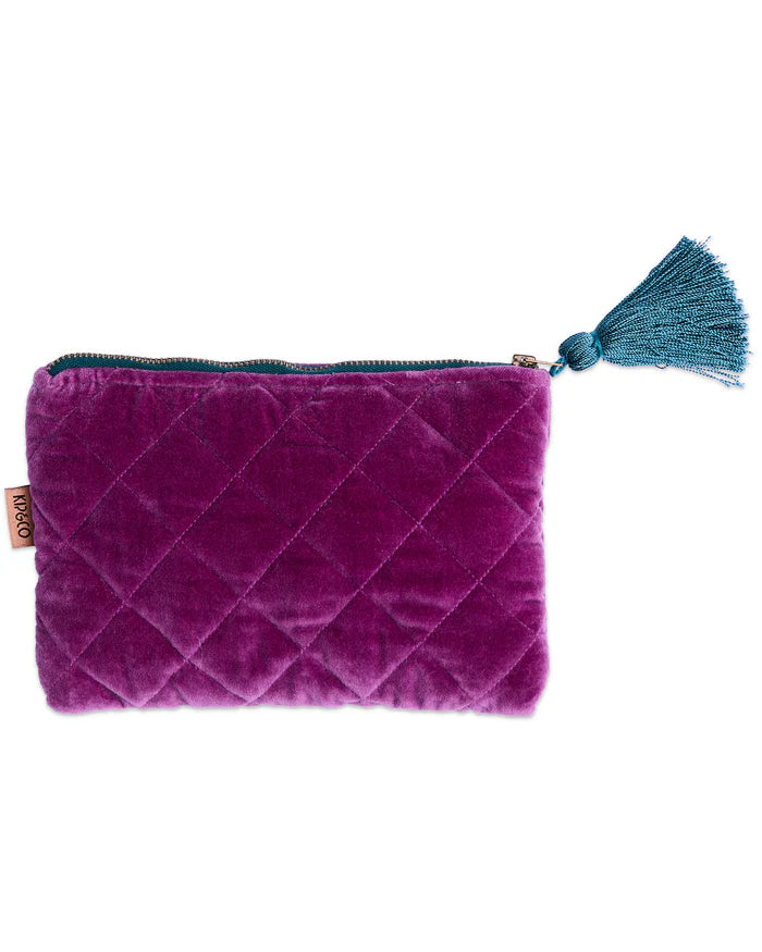 KIP & CO - VELVET COSMETIC PURSE - WILD GRAPE