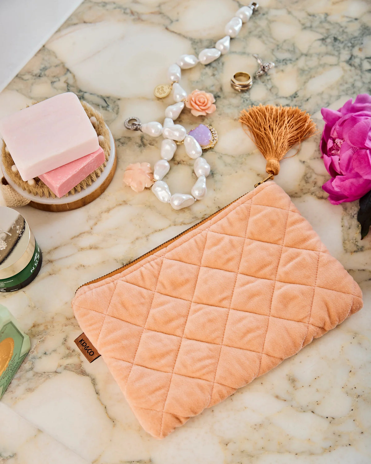 KIP & CO - VELVET COSMETICS PURSE - MELON