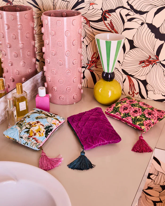 KIP & CO - VELVET COSMETIC PURSE - WILD GRAPE