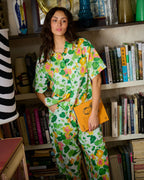 KIP & CO - ADULT ORGANIC COTTON SHORT SLEEVE SHIRT & PANT PYJAMA SET - NASTURTIUM